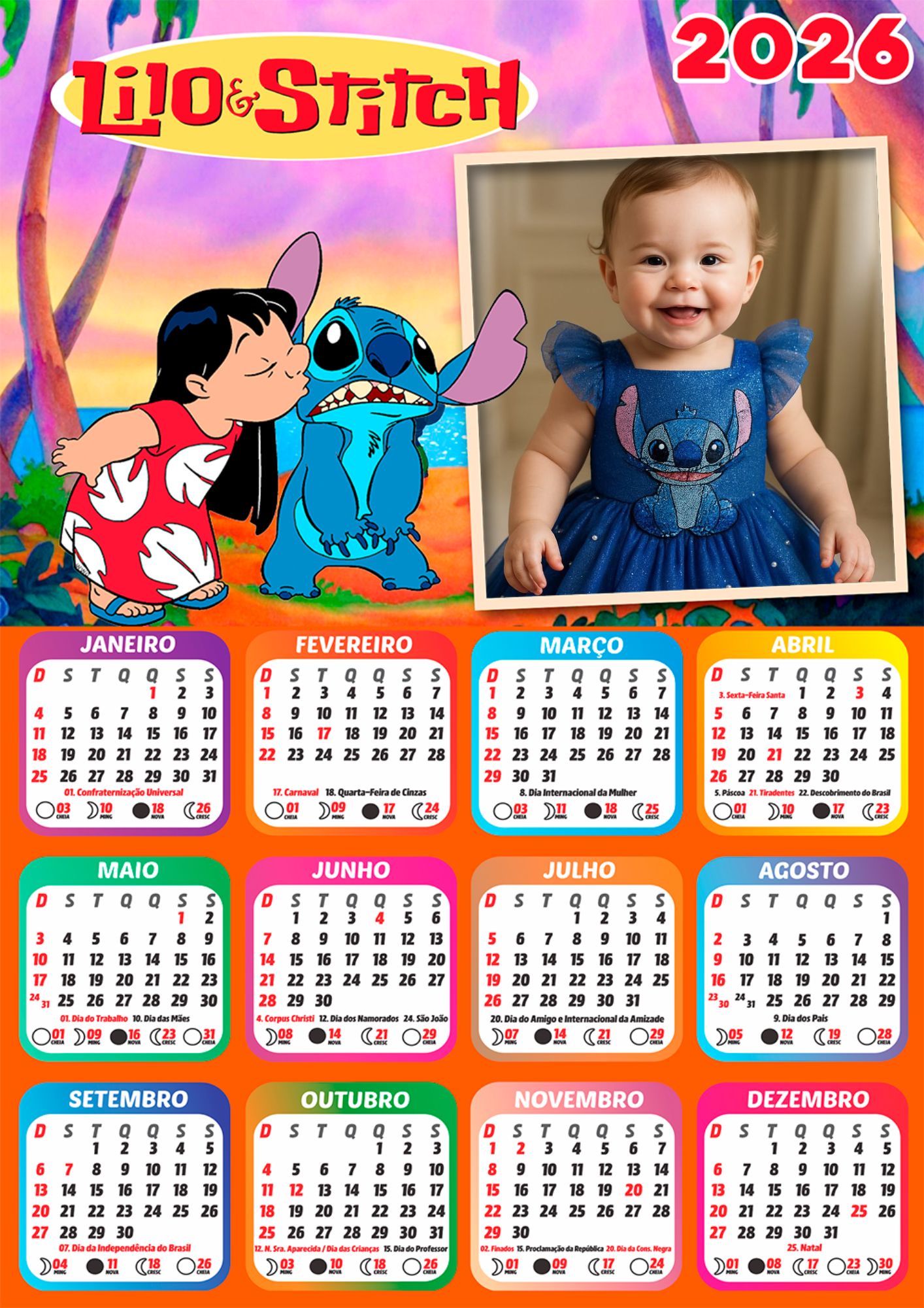calendários menina para pagina
